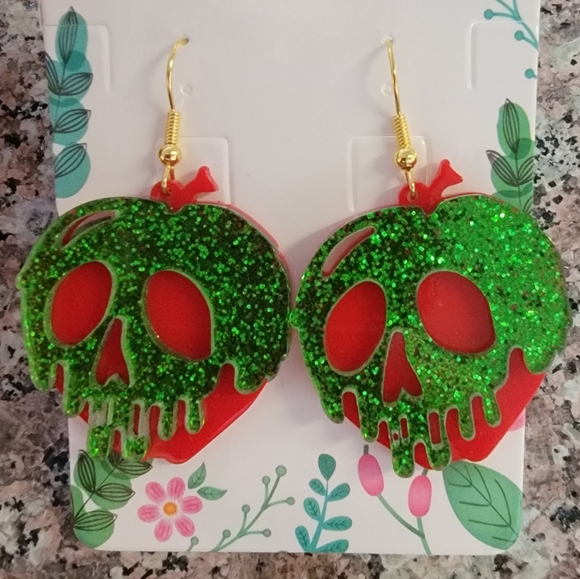 *2 for $13* Snow White Poison Apple Design Acrylic Earrings - Picture 2 of 4